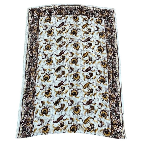 Boho Floral Paisley Shawl Wrap Scarf Lightweight Texture Ivory/Gold/Maroon 72x26 - Picture 11 of 13
